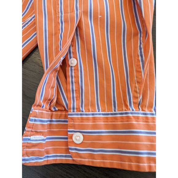 VTG Men’s American Living Coral & Blue Striped Button Down Classic Shirt SZ L - Picture 6 of 6